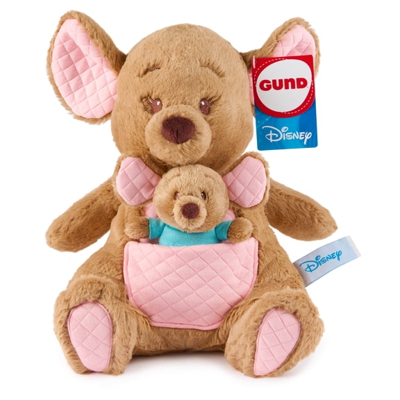GUND Disney Official Kanga and Roo Oh So Snuggly Plush, Winnie the Pooh, Kangaroo and Baby Stuffed Animals for Ages 1 and Up, Brown, 12.5”