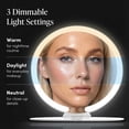 thumbnail image 5 of Fancii Abigail Rechargeable Travel Makeup Mirror with LED Light, 8" Foldable Stand, 3 Color Lighting, Dimmable & Lightweight Portable Vanity Mirror (White), 5 of 9
