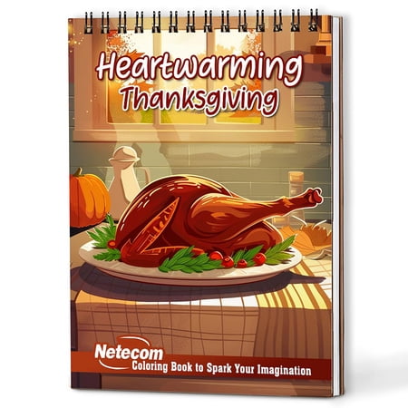 Netecom Heartwarming Thanksgiving Coloring Book Spiral Bound for Adults A5 Wooden Cover 30 Charming Coloring Pages of Autumn Holiday for Stress Relief and Relaxation