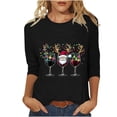 thumbnail image 2 of FDGIU Women's 3/4 Sleeve Red Wine Glass Christmas Graphic Tees Sweatshirt - Long Sleeve Holiday Top with Festive Wine Graphic, Xmas Party Blouse, 2 of 4