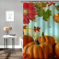 thumbnail image 2 of Fenyluxe Pumpkins Flowers Fall Shower Curtain Set for Bathroom Decoration with Hooks, 100% Polyester Fiber, Waterproof and Quick Drying 60"x72, 2 of 7