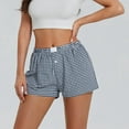 thumbnail image 2 of Siilsaa Women Y2k Pajamas Shorts Gingham Cute Pj Short Pants Plaid Lounge Shorts Sleep Bottoms Elastic Boxers Streetwear Navy,M, 2 of 3