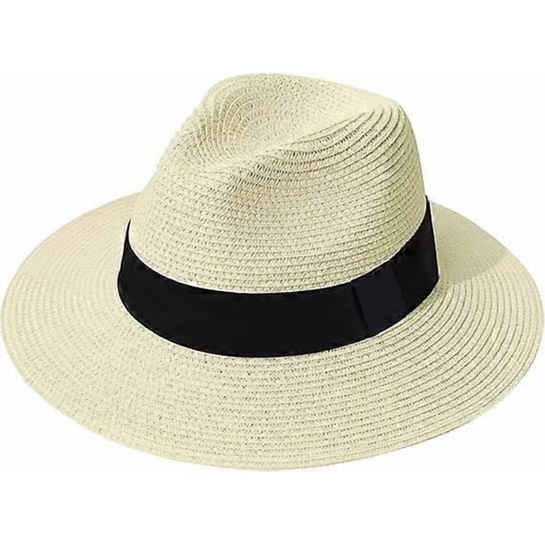Women Wide Brim Straw Hat Panama Brim Hat Sun Caps Breathable Foldable Roll Up Beach Cap UV Protection Sun Hat for Travel Beach Outdoor Fishing