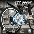 thumbnail image 4 of Electric Bike for Adults, 26'' Up to 50 Miles 20MPH Electric Mountain Bike with 48V Removable Battery 500W Motor UL2849 Class 2 (Blue), 4 of 10
