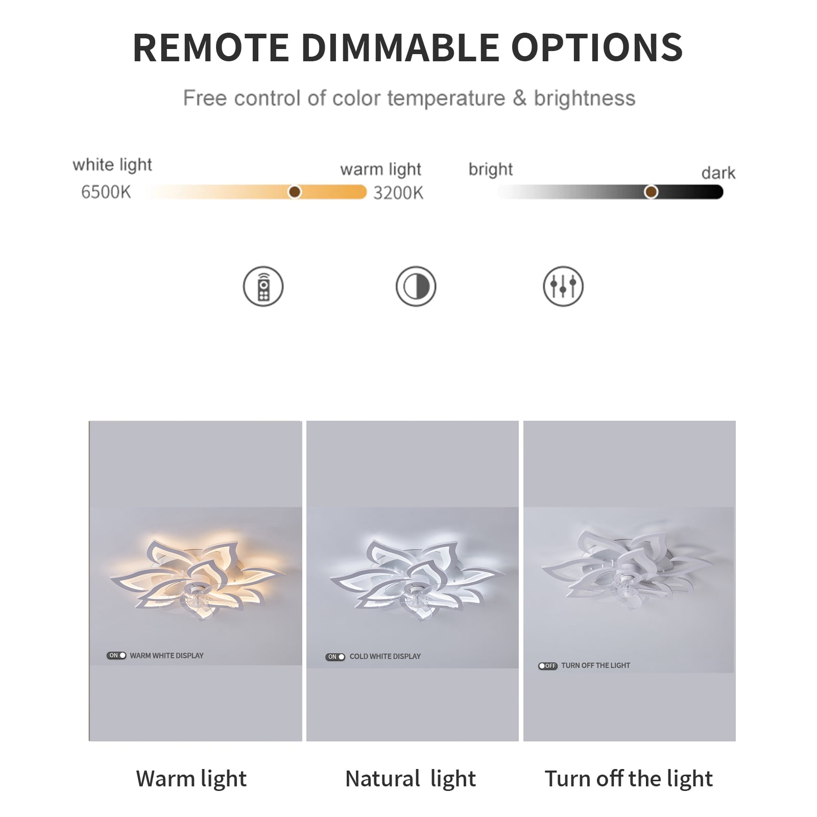 32In Flush Mount Ceiling Fan with Lights and APP Remote Control,Modern Flush Mount 3 Color 6 Speeds Dimmable Round Low Profile Ceiling Fan with Lights for Bedroom Children's Room Dining Room Living