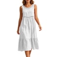 thumbnail image 2 of Women's Casual Round-Neck Sleeveless Solid Dress, 2 of 6