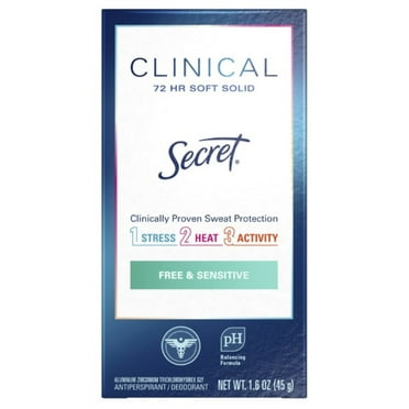 Secret Clinical Strength Soft Solid Free and Sensitive Deodorant 1.6 oz (Pack of 5)