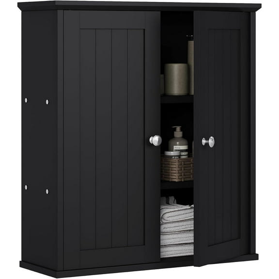 XgoodX Bathroom Wall Cabinet, Bathroom Cabinet Wall Mount, Over Toilet Space Saver Storage Cabinet, Wood Medicine Cabinets, Black