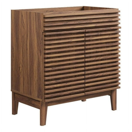 Modway Render 30  Particleboard and Laminate Bathroom Vanity Cabinet in Walnut