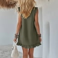 thumbnail image 6 of Zpzdpjkx Women's Summer Casual Ruffle Mini Dresses V-Neck Sleeveless Solid Shirt Dress with Pockets, 6 of 9
