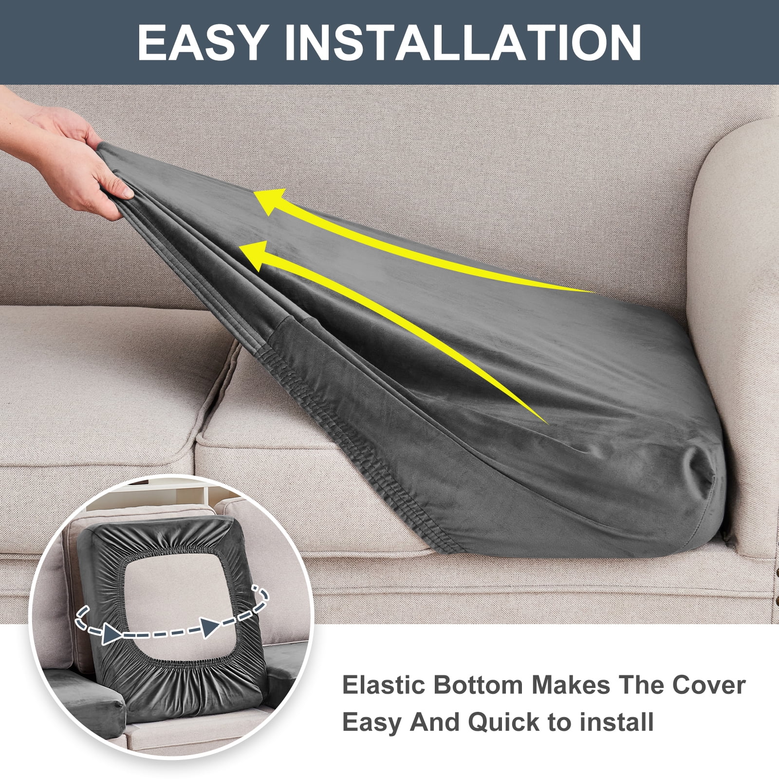 Sanmadrola Couch Covers Velvet Sofa Cushion Cover Stretch Machine Washable Universal Slipcover Furniture Protector for Couches Sectional Sofas