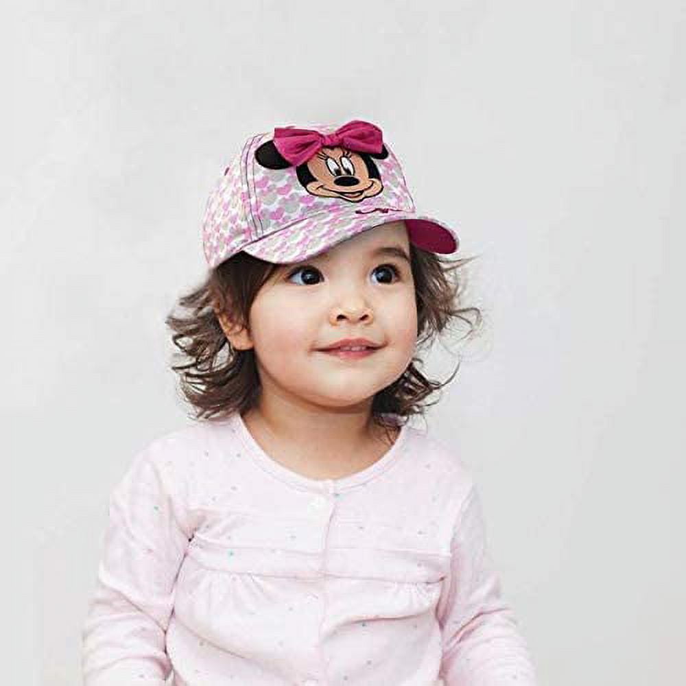 Disney Girls' Minnie Mouse Baseball Cap – 3D Bow Curved Brim Strap Back Hat  (4-7)