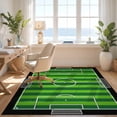 thumbnail image 3 of Design&I 8'x10' Washable Area Rug Extra Large Skid-Resistant Low Profile Striped Bold Goal Net Motif Door Center Markings Soccer Field Refined Structured for Living Room, Family, 3 of 7