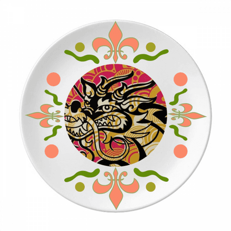 

Chinese Dragon Pattern Asia Black Flower Ceramics Plate Tableware Dinner Dish