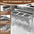 thumbnail image 6 of Stainless Steel 3 Compartment Sinks, Freestanding Utility Sink, Rust Resistant Durable, 550lbs Heavy Duty, Commercial Utility Sink for Kitchen, Backyard for Indoor Outdoor, 6 of 7