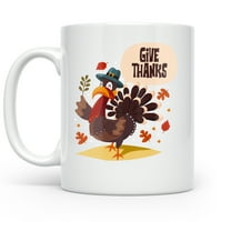 Family 11 oz Coffee Mug - Thanksgiving Turkey Design White Ceramic Gift