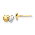 thumbnail image 1 of 14k with Rhodium Polished Heart Post Earrings in 14k Yellow Gold w/ Rhodium Plating, 1 of 3