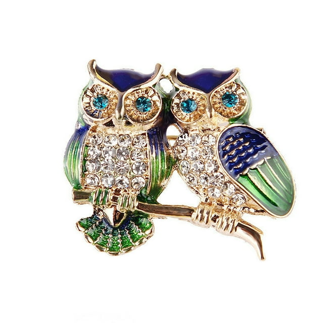 Owl Brooch Brooch Retro Alloy Dripping Oil Diamond Brooch Pin Scarf Shawl Clip