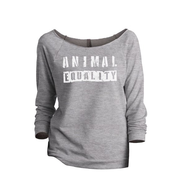 Animal Equality Women's Fashion Slouchy 3/4 Sleeves Raglan Lightweight Sweatshirt Sport Grey Large