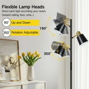 OUTON Tree Floor Lamp with 3 Adjustable Rotating Lights,Standing Tall Pole Lamps for Living Room, Bedroom, Home, Office-Black(Bulbs Included)