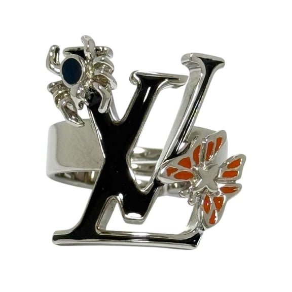 Pre-Owned Louis Vuitton Men's Fairy Tale Ring with LV Logo, Black, Size 17