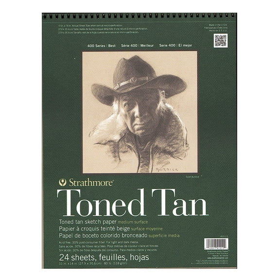400 Series Toned Sketch Paper Pads (Wirebound) tan, 11 in. x 14 in., 24 sheets (pack of 2)