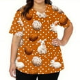 thumbnail image 3 of LTTVQM Easter Scrub Tops for Women Rabbits Eggs Print Funny Short Sleeve Shirts Comfortable V-Neck Fashion Clothes with Pockets Saffron XL, 3 of 5