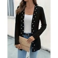 thumbnail image 3 of Women Casual Cardigan Soft Knit Cardigan Sweater Open Front Long Sleeve Coat Black S, 3 of 6