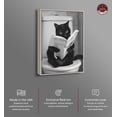 thumbnail image 2 of Kitty Bathroom Break Canvas Black and White Art Prints by Notoriart, Silver Frame, 10" x 15", 2 of 7
