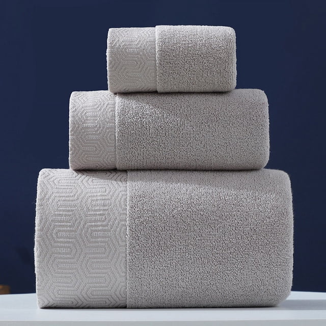 Xiao Hua Juego de toallas de baño de 3 piezas, de algodón peinado, absorbentes, suaves, de lujo, color gris.