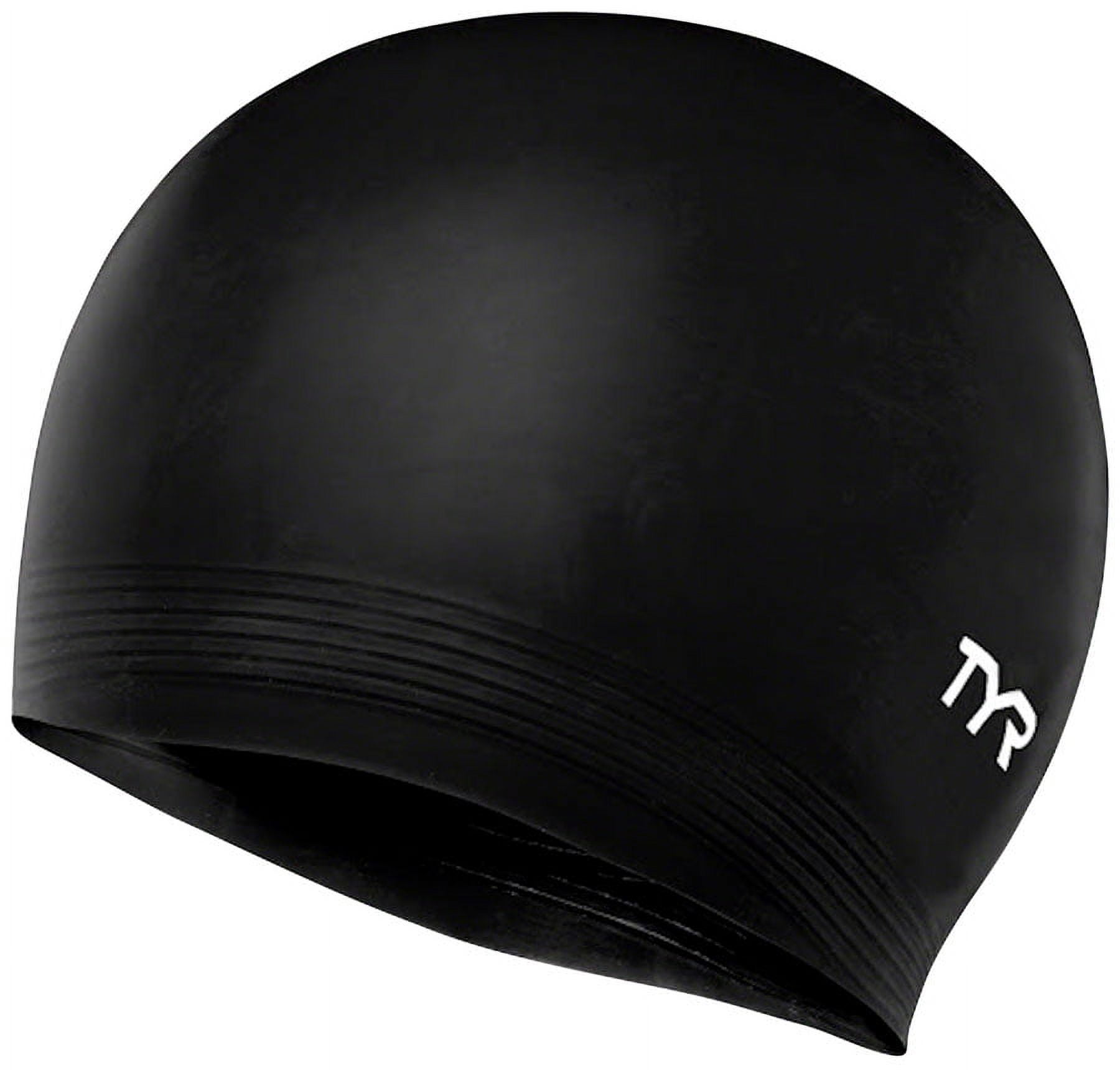 (2 pack) TYR Adult Fit Latex Swim Cap - Black