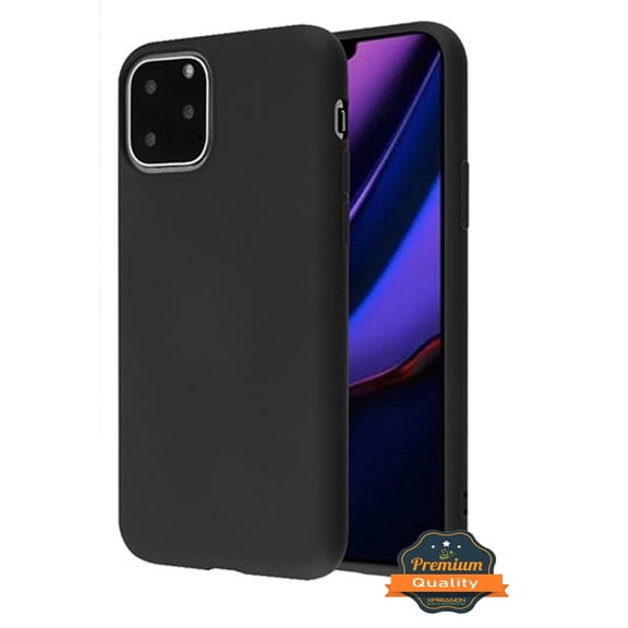 Apple iPhone 11 PRO MAX Phone Case Slim Thin Premium Hybrid Liquid Silicone Rubber TPU Shockproof Protection BLACK Cover with Soft Microfiber Lining Cushion Protective Case for Apple iPhone 11 Pro Max