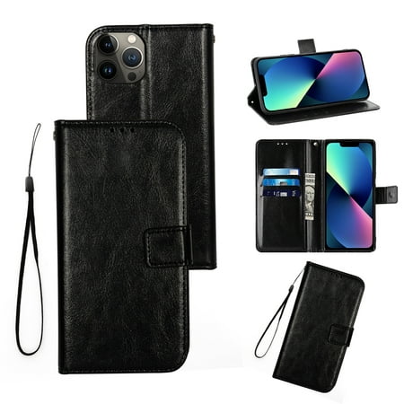 iPhone 13 Pro Max (6.7 inch)Case, iPhone 13 Pro Max Wallet Case, iPhone 13 Pro Max Leather Case, iPhone 13 Pro Max Flip Case with Card Slots Kickstand Magnetic Closure, iPhone 13 Pro Max Cover (Black)