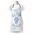thumbnail image 3 of Saying Apron, Animal Lovers Concept Your Paw Print is in My Heart Message with Paw Print, Unisex Kitchen Bib with Adjustable Neck for Cooking Gardening, Adult Size, Ceil Blue and White, by Ambesonne, 3 of 4