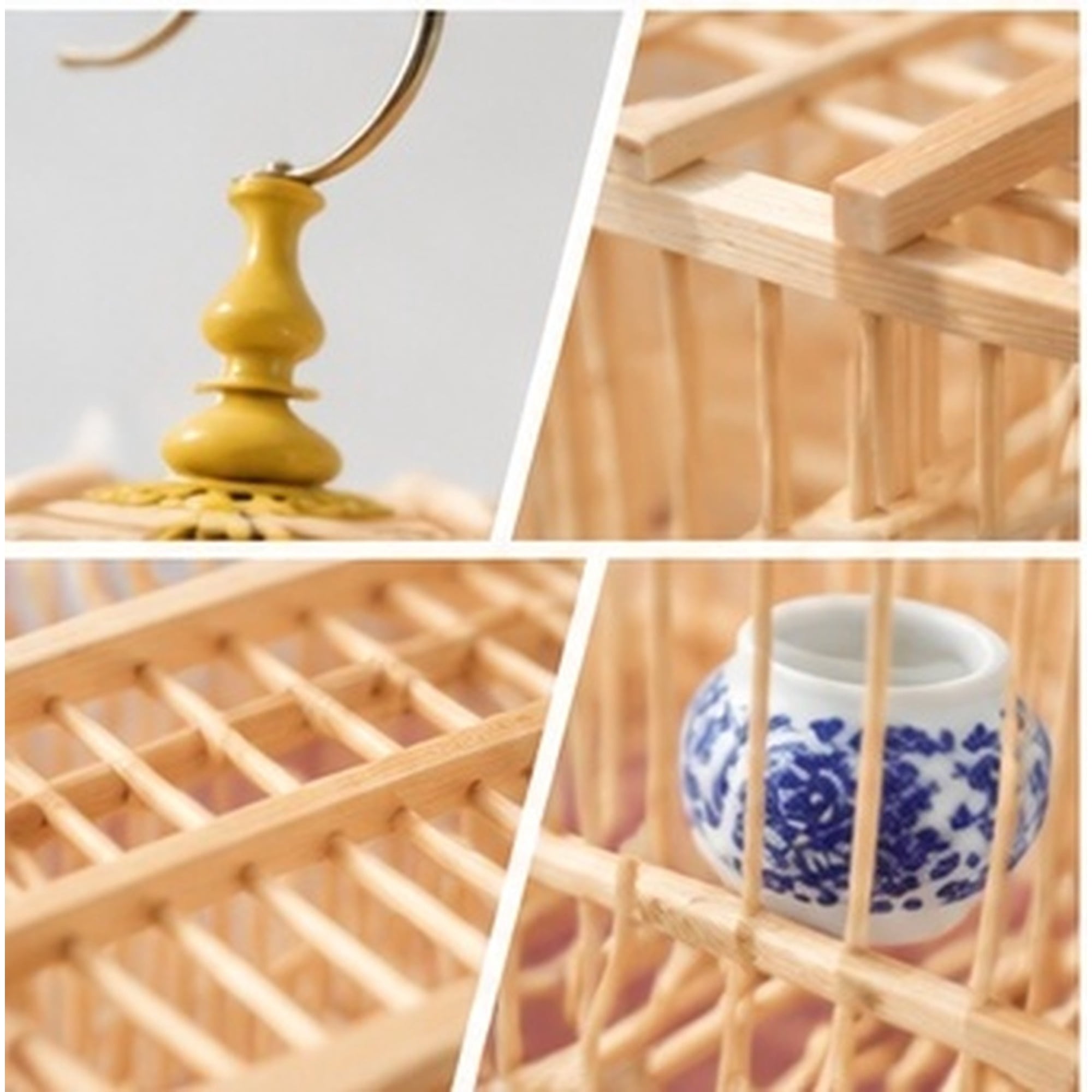 OUNONA Vintage Style Bamboo Bird Cage for Small Parrots with Stable Structure and Easy Lock