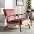 thumbnail image 6 of Xukmct Upholstered Velvet Accent Chair with Wood Frame, Mid Century Modern Fabric Armchair for Living Room, Bedroom, Office, Rose Red, 6 of 7