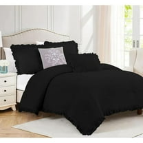 DNG Creations 1 Piece Vintage Ruffle Pattern Comforter Set Premium Ultra Soft 550 GSM All Season ( Twin/Twin XL Size ) 100% Egyptian Cotton Solid Black Colour