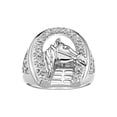 thumbnail image 1 of RYLOS 14K White Gold Men's Ring, designer Lucky Horseshoe Design with Diamonds Size 6, 1 of 7