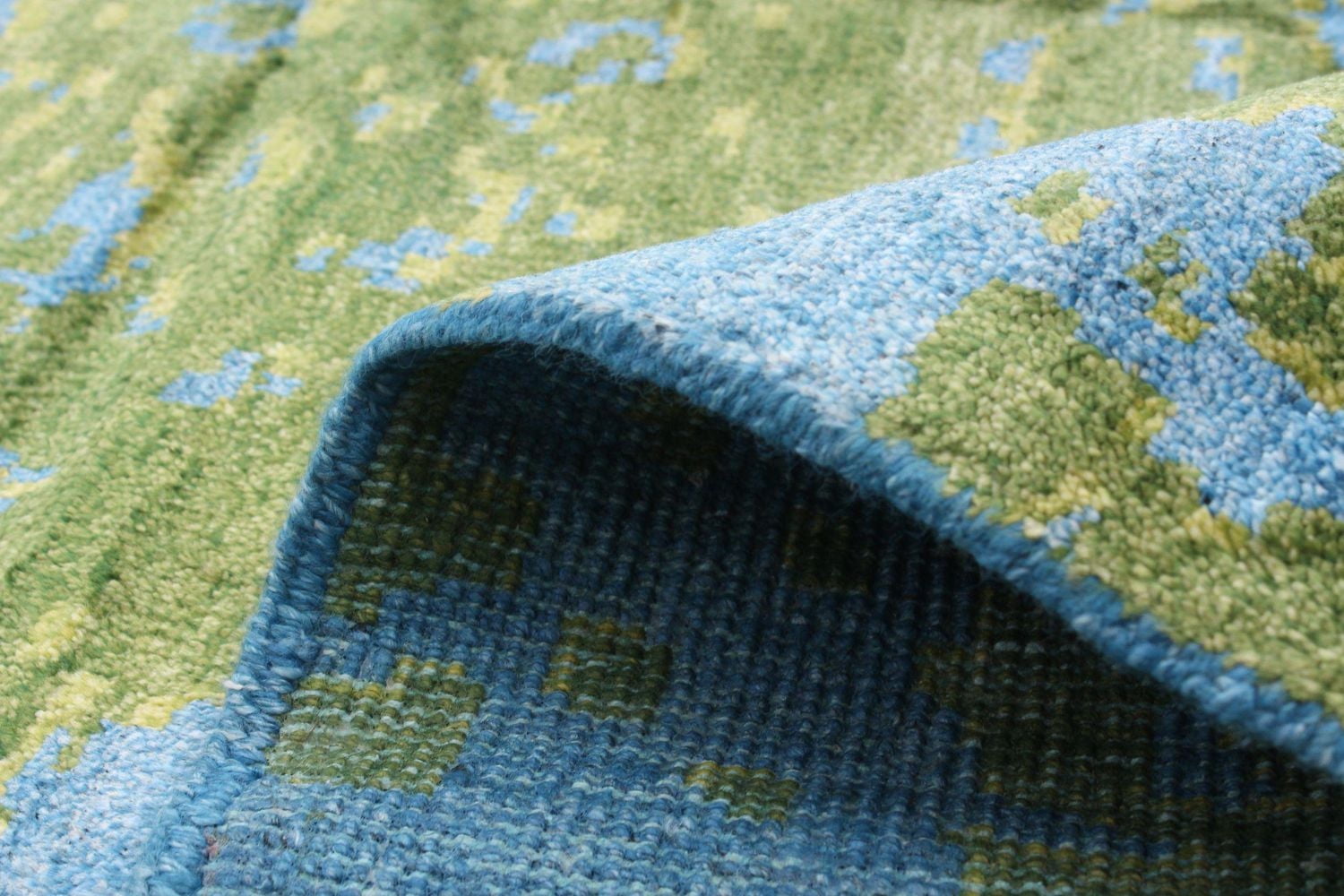 ECARPETGALLERY 5'6" x 7'7" Bordered Jules Oushak Hand-knotted Area Rug for Living Room, Dining Room and Bedroom in Blue