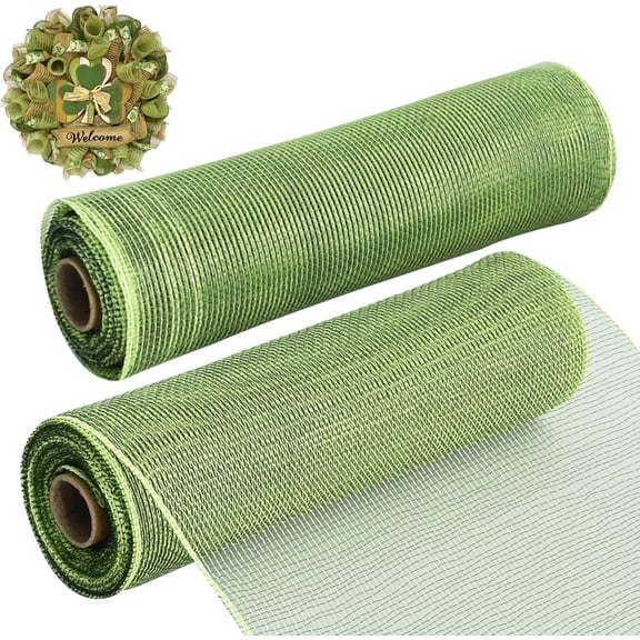 2 Rolls 10 Inch Brown Decorative Mesh Ribbbon Rolls, Fabric Mesh for Mesh Wreath Supplies, Front Door Wreath Crafts Tree Decor Christmas NewYears Halloween Decoration (10 yds/roll)