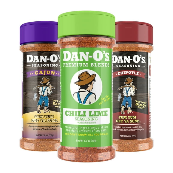 Dan-O's Seasoning - Small 3 Bottle Combo - Cajun, Chipotle, & Chili Lime