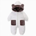 thumbnail image 2 of 6-10 Months Infant Hooded Snowsuit Rompers,Fleece Lined Zip Up Baby Jumpsuit,Warm Winter Outdoor Onesie for Newborn Infant Boys Girls 3 6 9 12 18 Months,White, 2 of 8