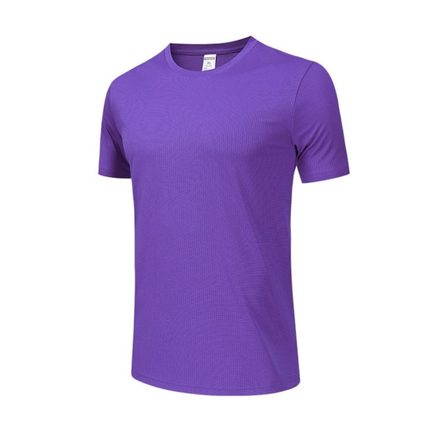 Camisa deportiva de manga corta y cuello redondo para hombre: poliéster ligero, para actividades al aire libre/senderismo/correr, ajuste cómodo (S-XXXL)