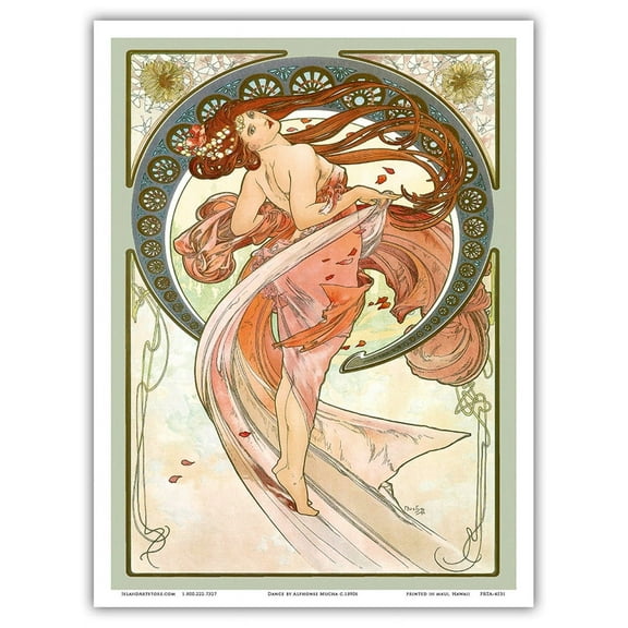 Dance - Art Nouveau Beauty - From an Original Color Illustration by Alphonse Mucha c.1890s - Master Art Print (Unframed) 9in x 12in