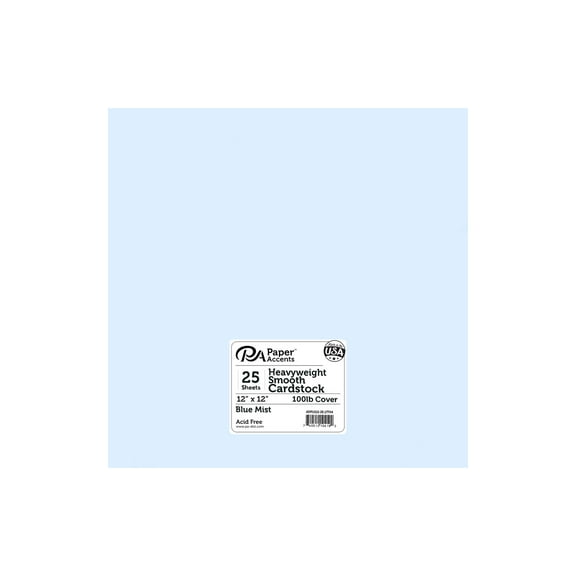 Paper Accents Cardstock 12"x 12" Heavyweight Smooth 100lb Blue Mist 25pc