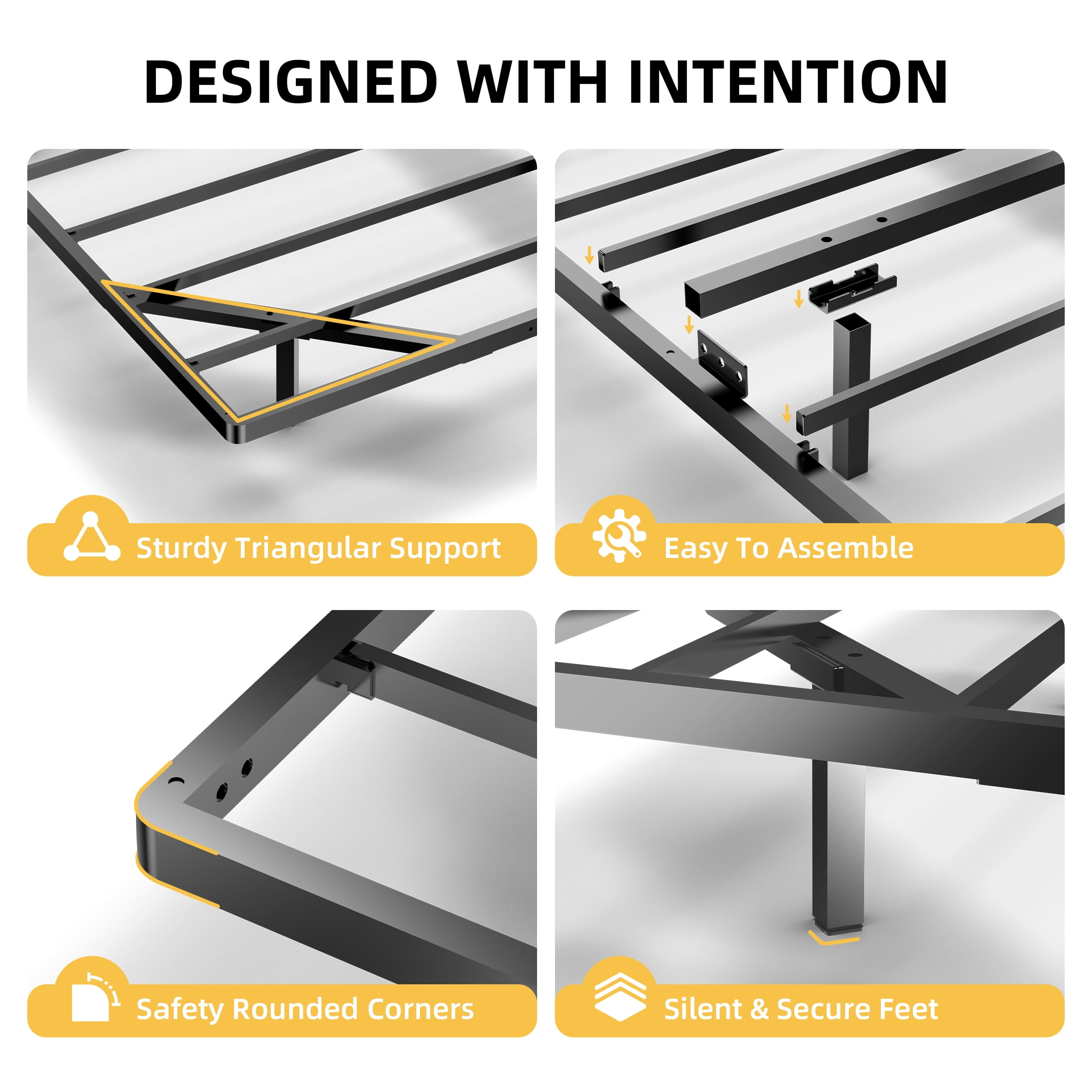Awesofurni Full Size Floating Bed Frame with Smart LED Lights, Heavy Duty Modern Metal Platform Bed Frame, Easy Assembly, No Box Spring Needed,Noise-Free