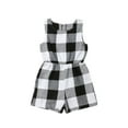 thumbnail image 1 of ITFABS Mommy and Me Matching Playsuit, Plaid Buttons Short Wide-Leg Playsuit, 1 of 7