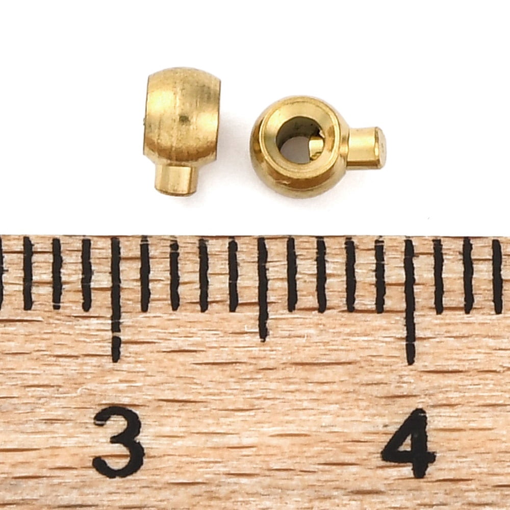 Ion Plating(IP) 304 Stainless Steel Crimp Beads Round Golden 4.5x3.5x2.5mm Hole: 1mm diy