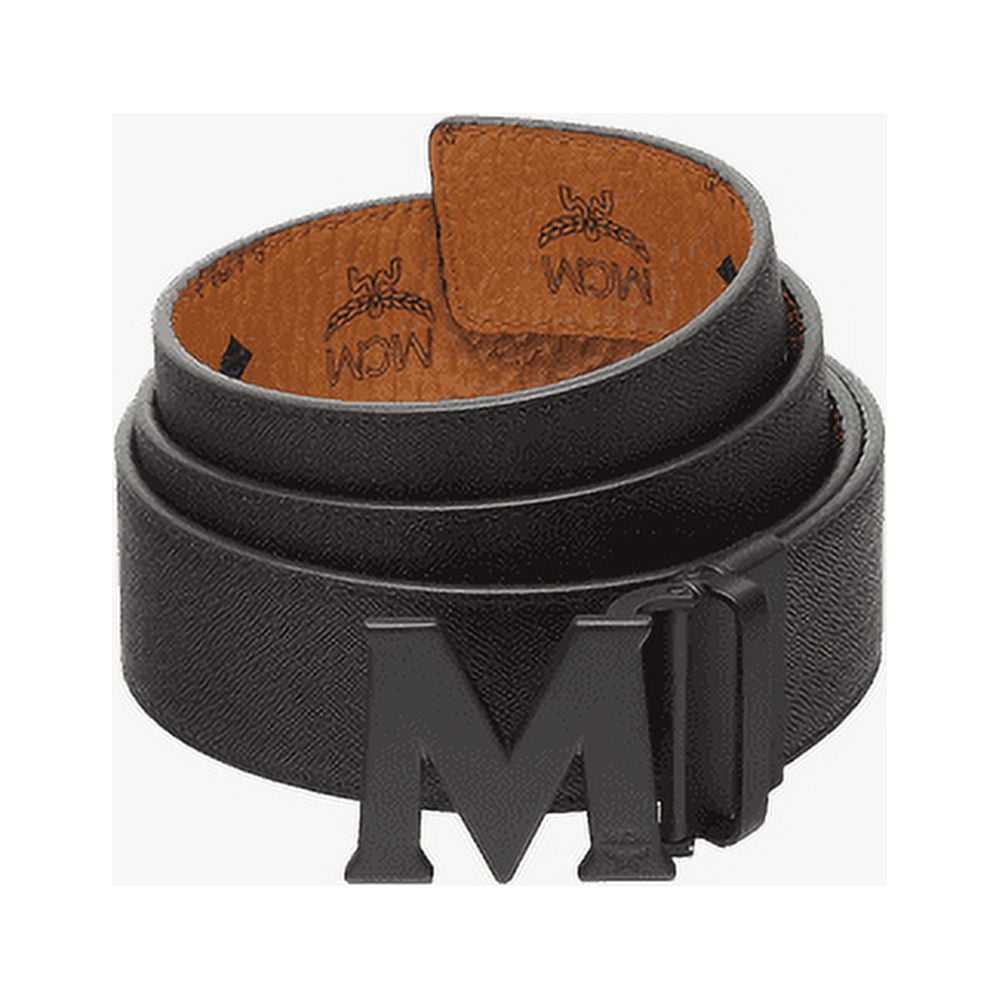 MCM Belt Reversible Logo Buckle Deep Teal & Black $365 MSRP popular NEW Leather