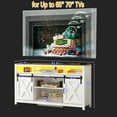 thumbnail image 5 of Farmhouse TV Stand for 65" 70" TVs with LED Light/Outlets USB Ports, 61" Large Entertainment Center with Sliding Barn Door & 4 Tier Storage, 5 of 10